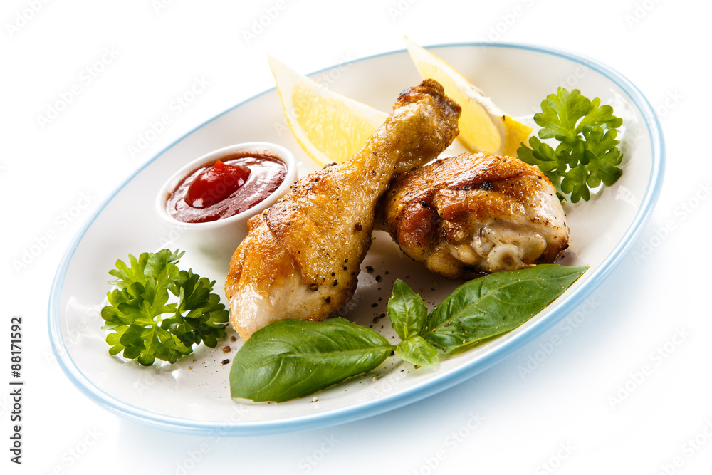 Grilled chicken drumsticks and vegetables Grilled chicken drumsticks and vegetables