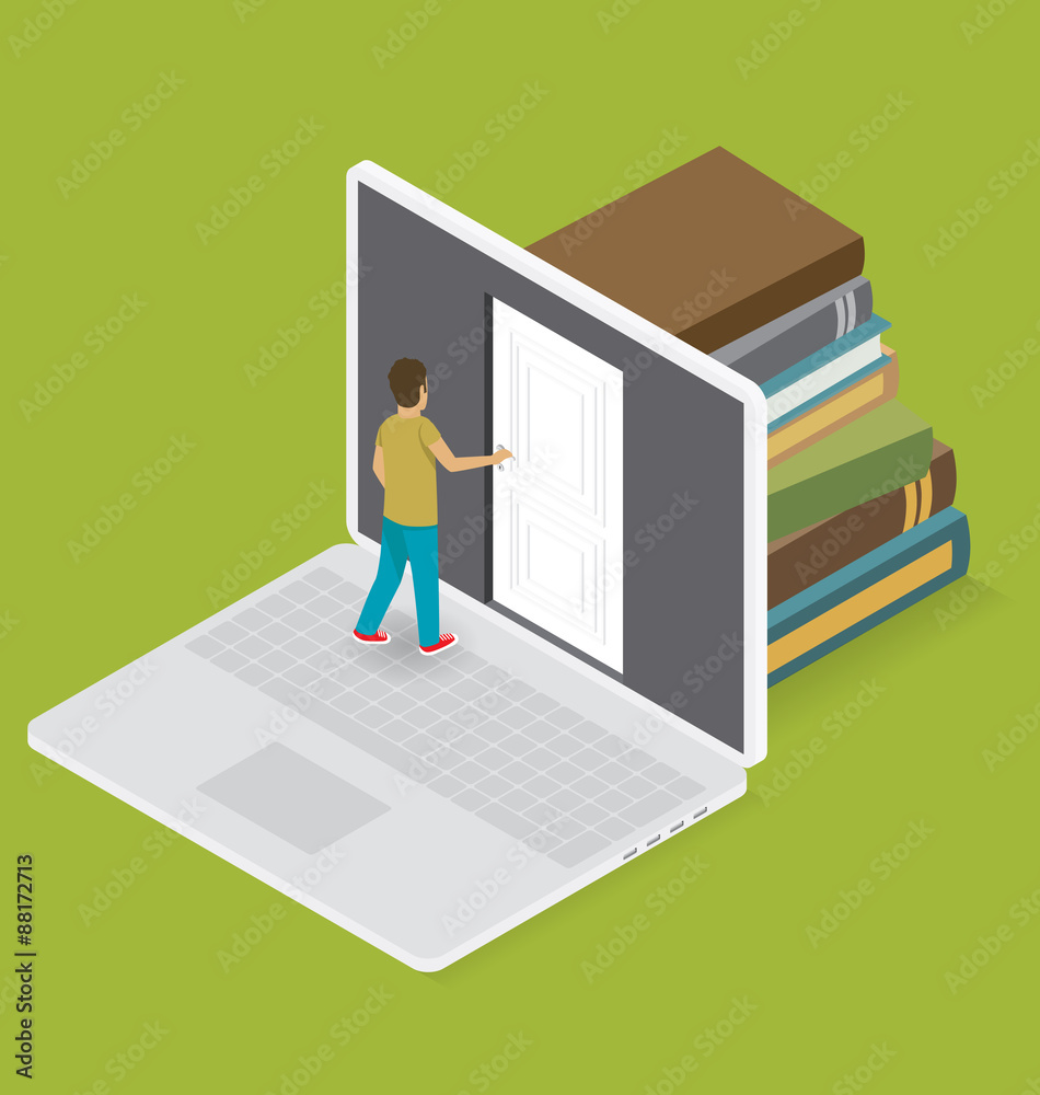 Vector 3d Flat Isometric With Education Concept Vector 3d Flat Isometric With Education Concept