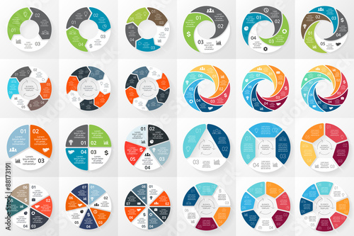 Vector circle arrows infographics bundle. Template for cycle