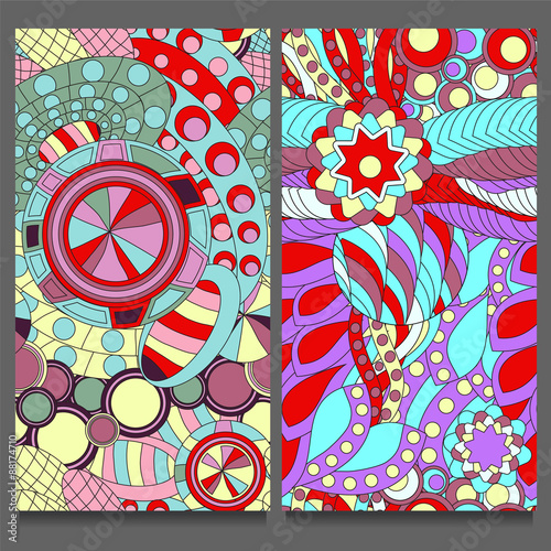 two seamless floral pattern. oriental or indian design. stock ve