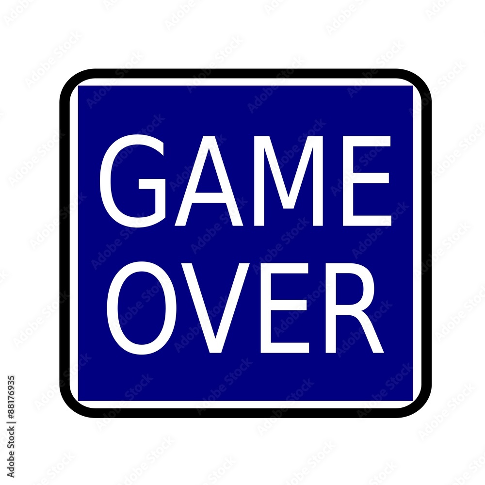 GAME OVER white stamp text on buleblack background GAME OVER white stamp text on buleblack background
