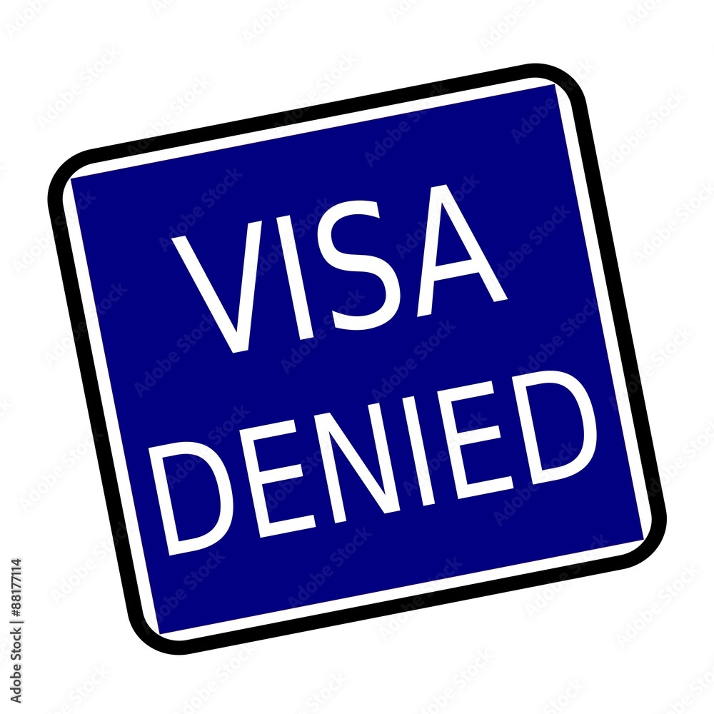 VISA DENIED white stamp text on buleblack background VISA DENIED white stamp text on buleblack background