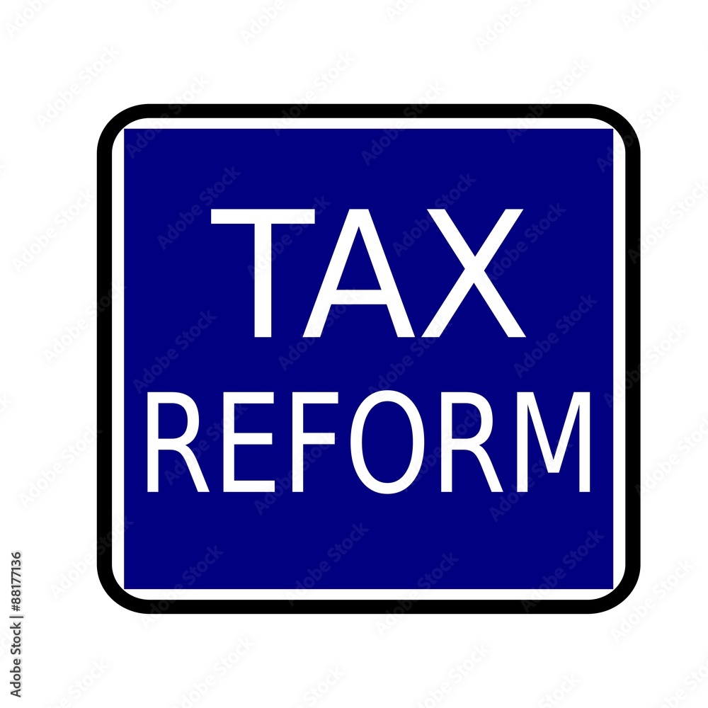 TAX REFORM white stamp text on buleblack background TAX REFORM white stamp text on buleblack background