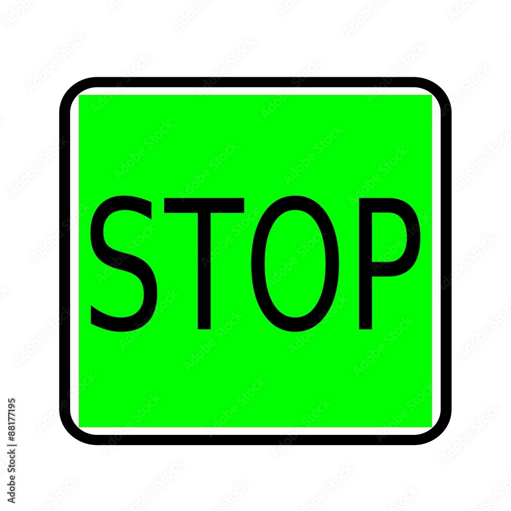 STOP black stamp text on green background STOP black stamp text on green background