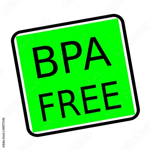 BPA FREE black stamp text on green background