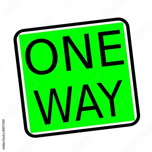 ONE WAY black stamp text on green background