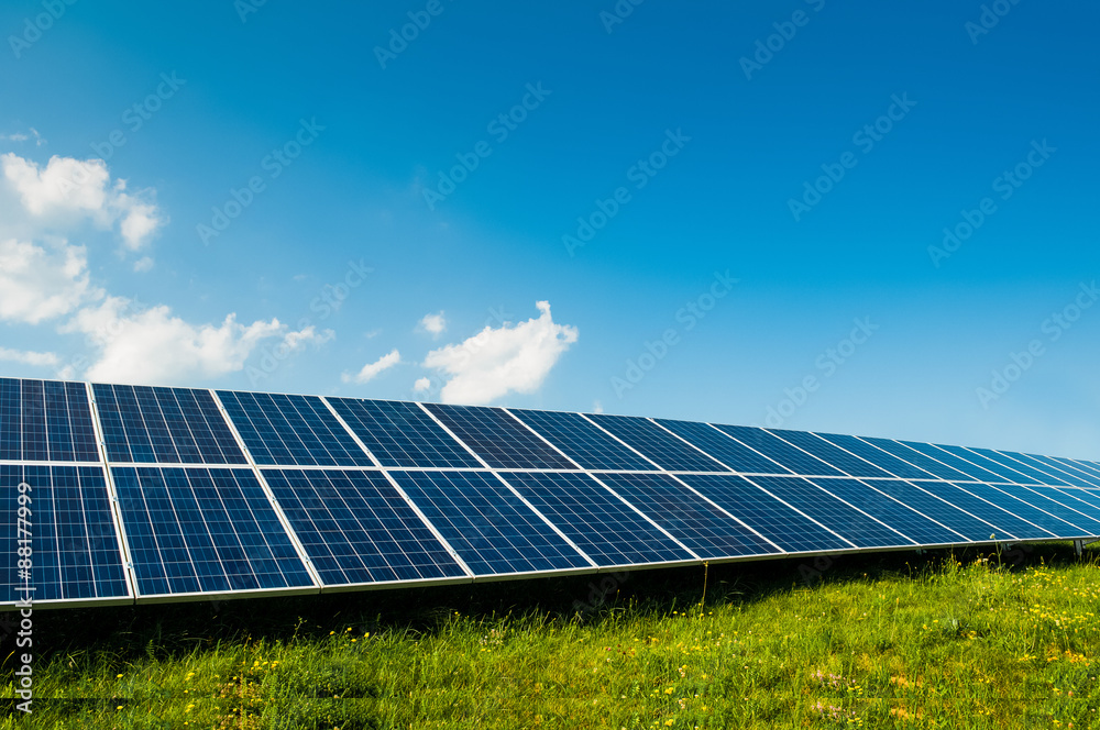 Green energy with solar panels outdoor Green energy with solar panels outdoor