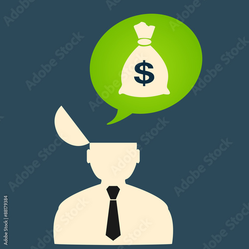 Flat icon man thinks about big money