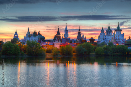 Kremlin to Izmailovo on a sunset in the summer, Moscow