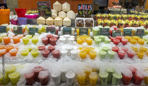 Fresh fruit juices at La Boqueria market