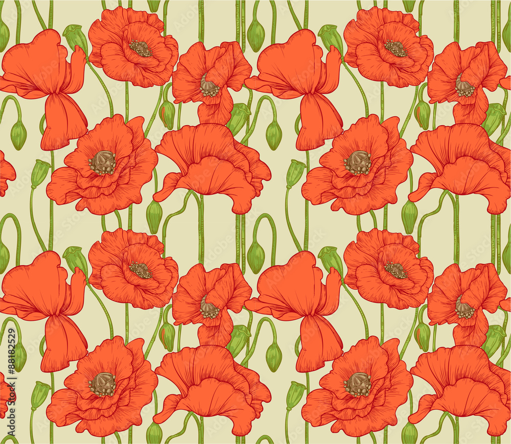 Big seamless pattern of red poppies Big seamless pattern of red poppies