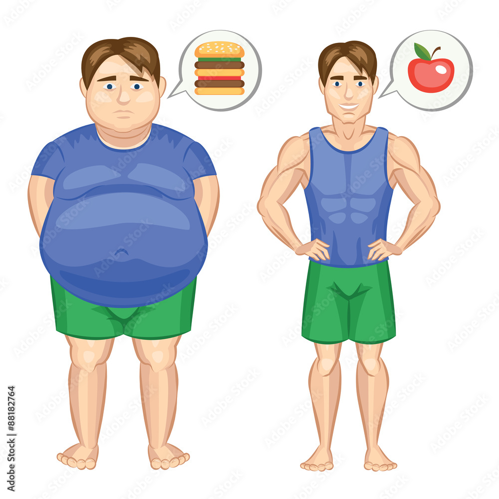 Fat and slim man. Vector illustration. Fat and slim man. Vector illustration.