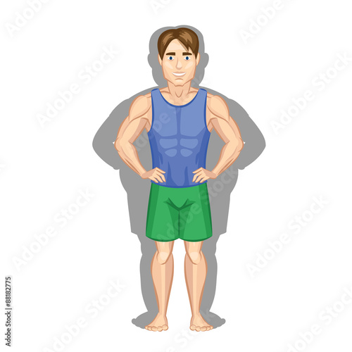 Fat and slim man. Vector illustration.