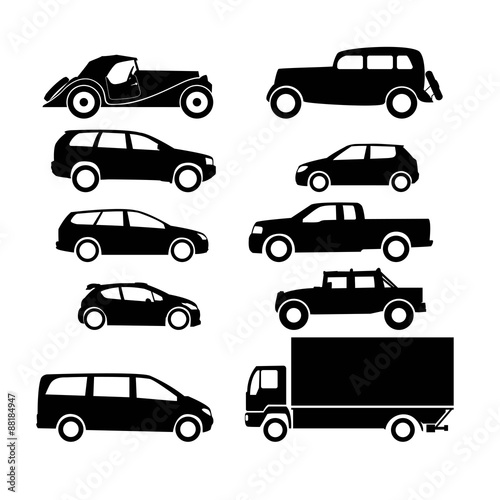 Sets icon of silhouette cars. 10 icon.