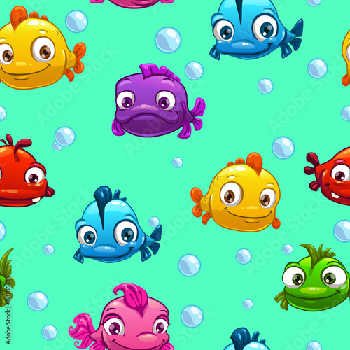 Seamless pattern with funny fishes © lilu330