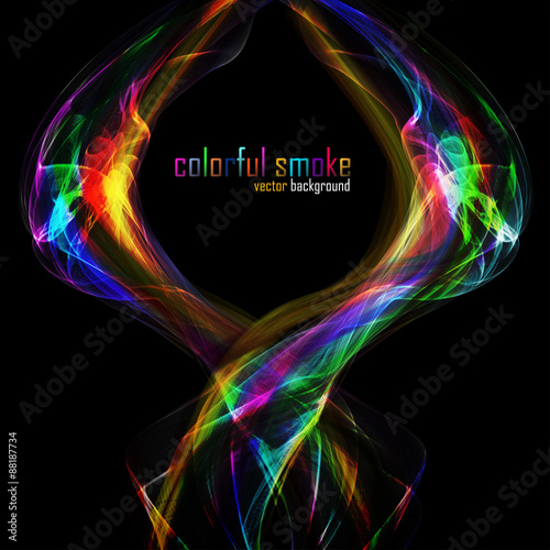 Colorful smoke isolated on black. Vector illustration. Eps 10