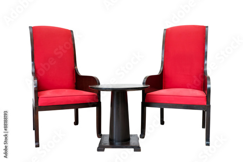 modern chairs and table on the white background
