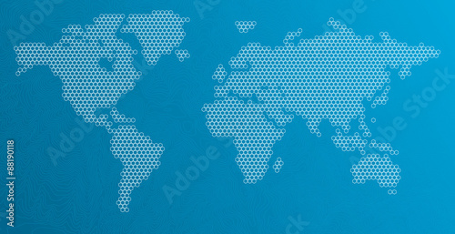 Hexagonal Dots World Map