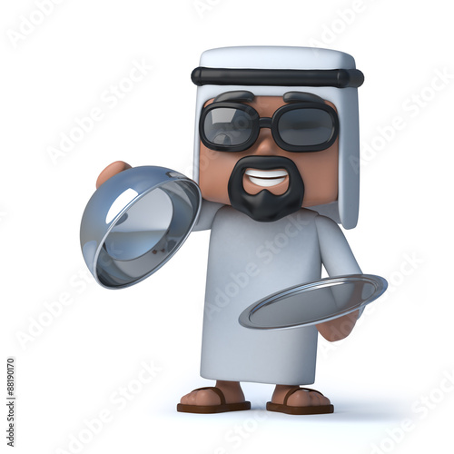 Cuadro en lienzo 3d Arab offers silver service