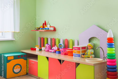 a children's corner with toys