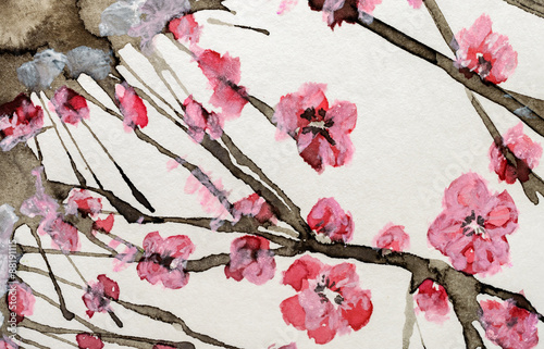 watercolor pink flowers