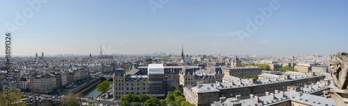 Paris from above with Eiffel tower in backgroung, France