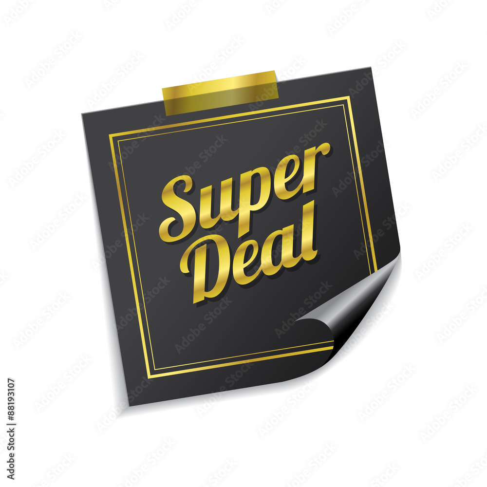 Super Deals Golden Sticky Notes Vector Icon Design Super Deals Golden Sticky Notes Vector Icon Design