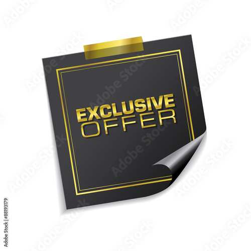 Exclusive Offer Golden Sticky Notes Vector Icon Design