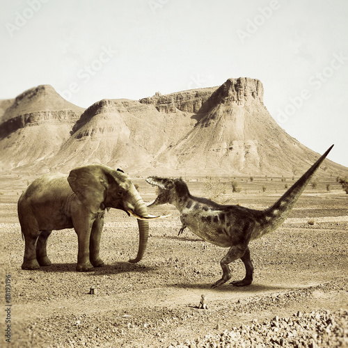T-rex versus elephant