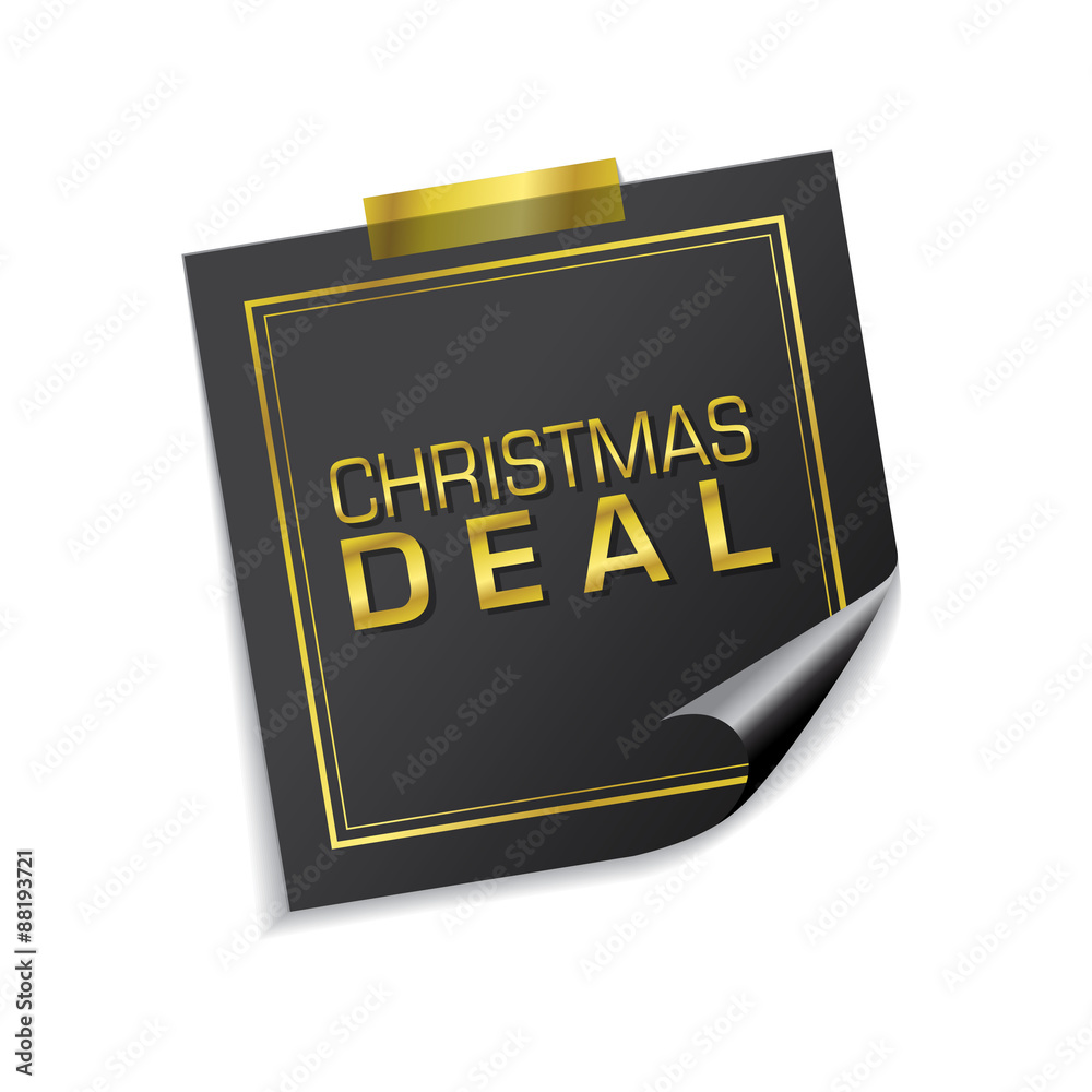 Christmas Deal Golden Sticky Notes Vector Icon Design Christmas Deal Golden Sticky Notes Vector Icon Design