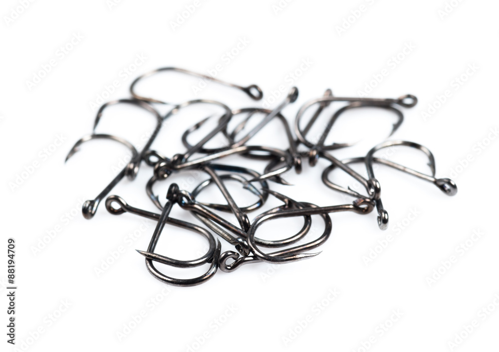 Strong fishing hook isolated on white background Strong fishing hook isolated on white background