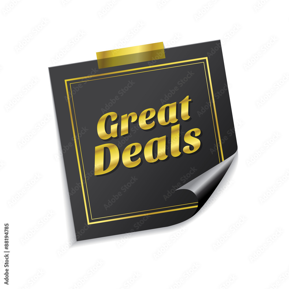 Great Deals Golden Sticky Notes Vector Icon Design Great Deals Golden Sticky Notes Vector Icon Design