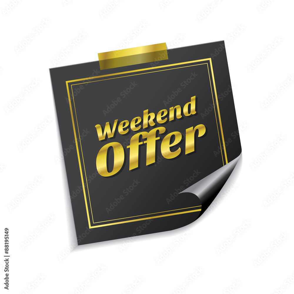 Weekend Offer Golden Sticky Notes Vector Icon Design Weekend Offer Golden Sticky Notes Vector Icon Design