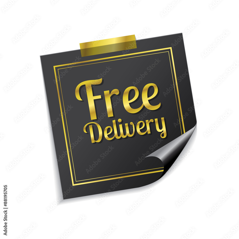 Free Delivery Golden Sticky Notes Vector Icon Design Free Delivery Golden Sticky Notes Vector Icon Design