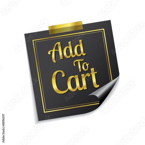 Add To Cart Golden Sticky Notes Vector Icon Design