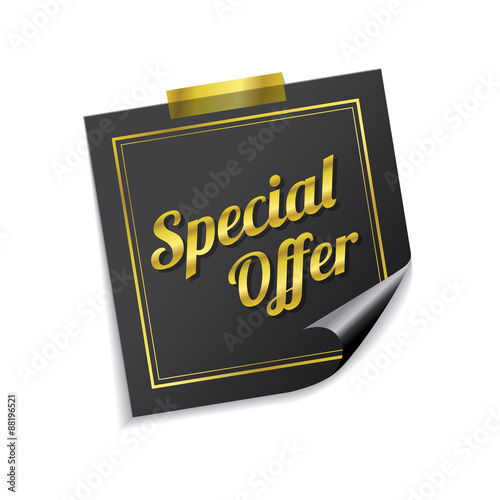 Special Offer Golden Sticky Notes Vector Icon Design