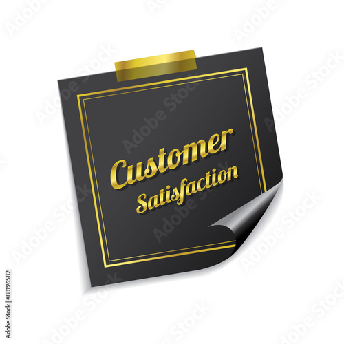Customer Satisfaction Golden Sticky Notes Vector Icon Design