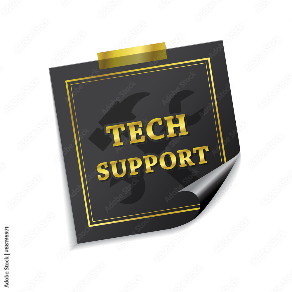 Tech Support Golden Sticky Notes Vector Icon Design Tech Support Golden Sticky Notes Vector Icon Design