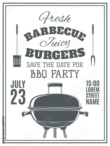 Vintage barbecue party invitation.