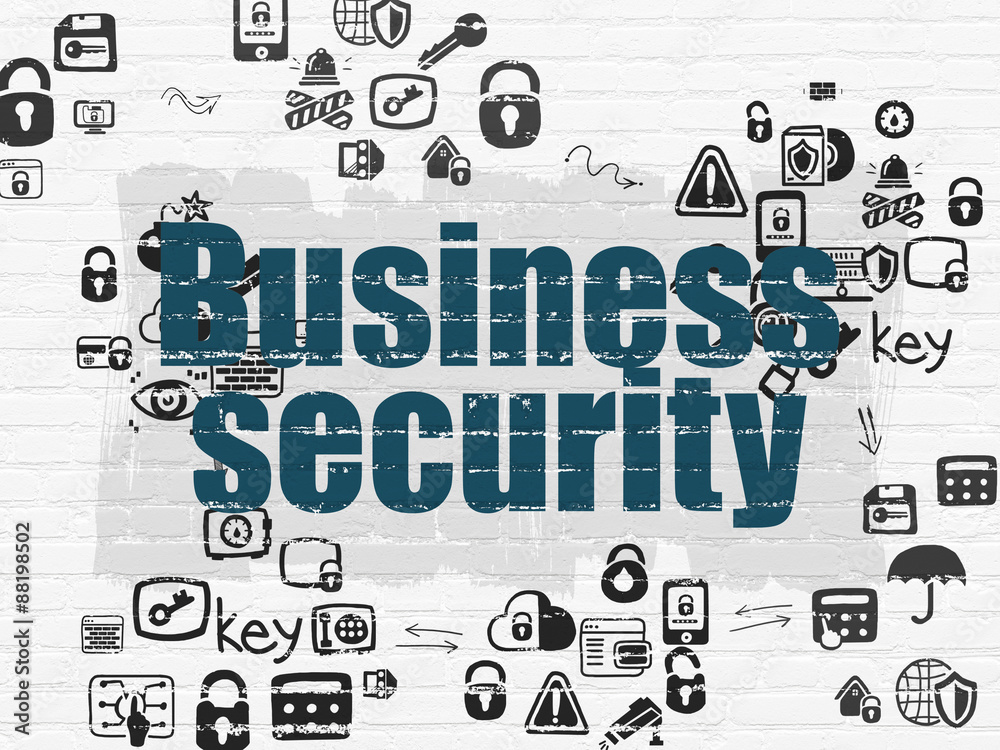 Protection concept: Business Security on wall background