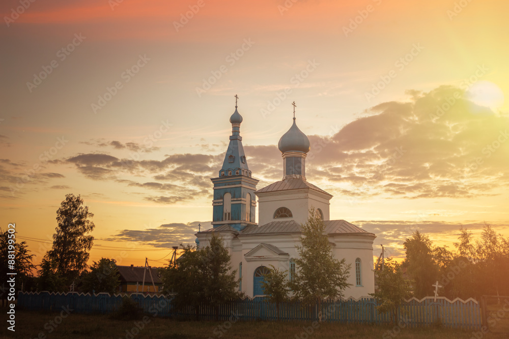 Orthodox church at sunset 2