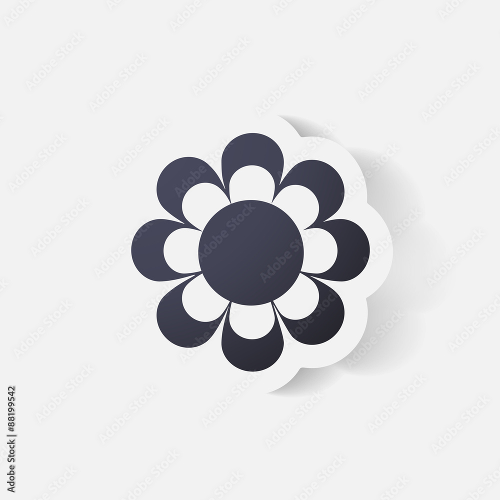 Realistic paper sticker: flowers. camomile Realistic paper sticker: flowers. camomile