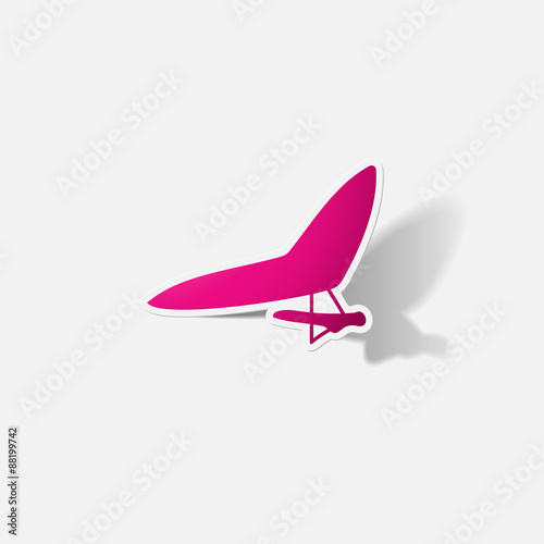Paper clipped sticker: hang-glider
