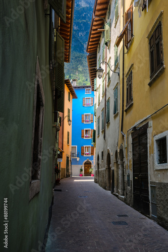 Picturesque facede shutters and alleys in northern italy  near l