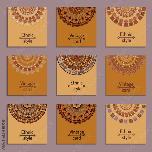 Set of cards with ethnic design