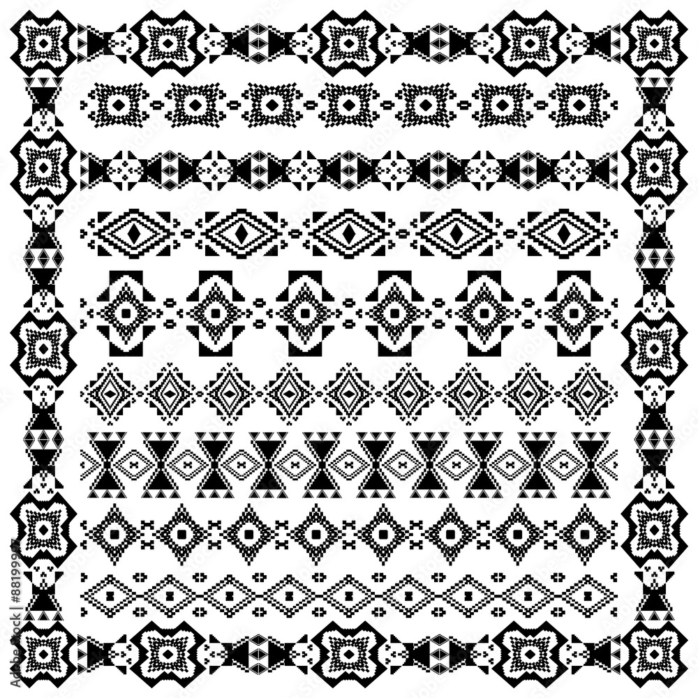 Set of ancient american indian borders Set of ancient american indian borders
