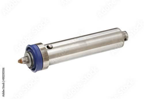 Hydraulic piston rod isolated on white background