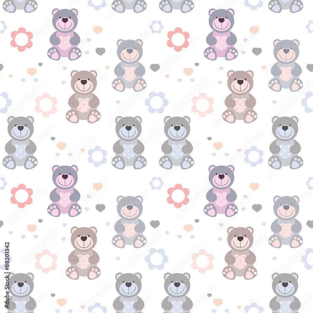 Obraz premium vector seamless pattern toy teddy bears