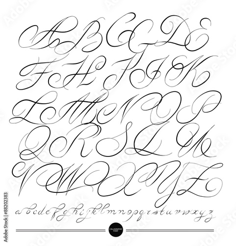  Calligraphic alphabet. Design elements 