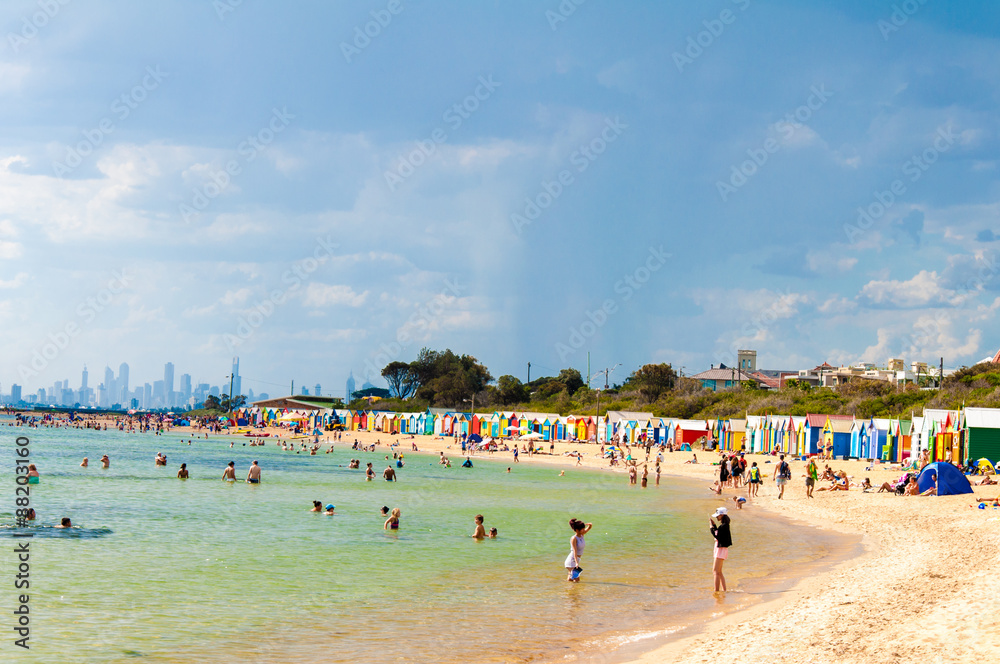 Bathing boxes at Brighton Beach, Australia